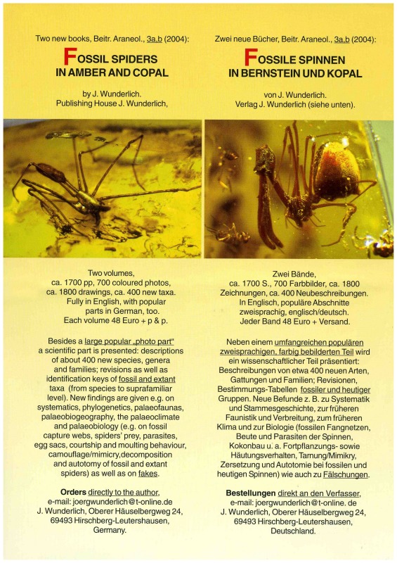 Fossil spiders in amber and copal
par
Jörg Wunderlich